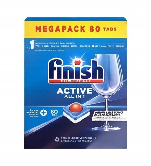 Finish Powerball Active All In 1 Tabs 80szt 1kg Finish Powerball Active All In 1 Tabs 80szt 1kg