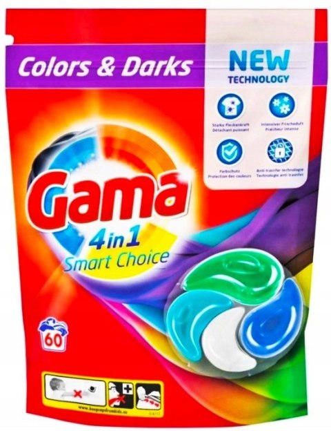 Gama kapsułki do prania Czarnych Kolorów 4w1 Smart Choice New 60Szt Gama kapsułki do prania Czarnych Kolorów 4w1 Smart Choice New 60Szt